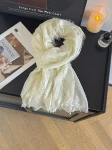 Sciarpa in pizzo tinta unita da donna, scialle leggero e trasparente per primavera ed estate.