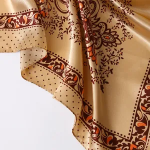 88cm satin square scarf floral paisley print women neckerchief hair band shawl summer thin