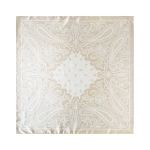 Elegant paisley print satin square scarf 90x90cm for women stylish head wrap shawl.