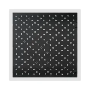 Satin floral print square scarf 90cm elegant black silk feel head wrap for women fashion
