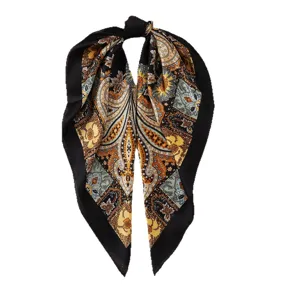 Women paisley print silk scarf 70cm square neckerchief vintage retro headwrap hair accessory
