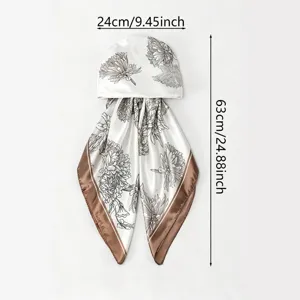 Damen Satin Blumenprint Kopftuch Mütze mit langen Bändern, stilvoller Sonnenschutz.