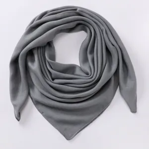 Solid Grey Cotton Linen Scarf 90cm Square Hijab Shawl Retro Casual Headwear Daily