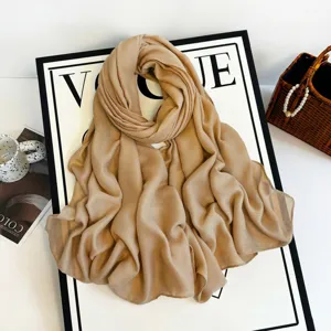 Solid Color Imitation Cotton Linen Scarf Long Shawl Lightweight Breathable Headscarf Fashion Hijab Wrap For Women
