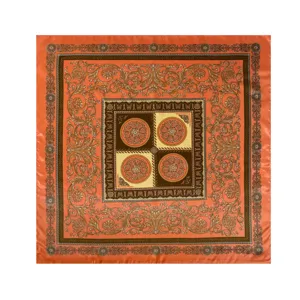 Vrouwen grote vierkante zijden satijnen sjaal retro barok geprint hoofddoek mode sjaal 90x90cm