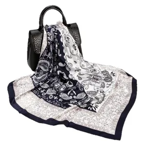 Elegant women paisley printed square silk scarf 88cm chic fashion headwear neck wrap.