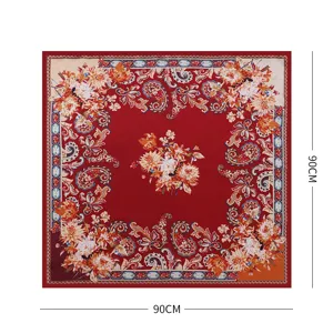 Luxury floral paisley satin silk scarf 90x90cm elegant women square head wrap shawl