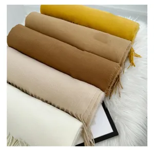 Solid color imitation cashmere scarf, soft warm winter shawl, cozy tassel neck wrap.