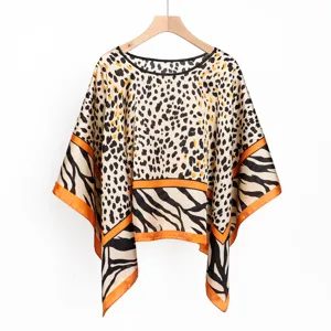 Women's leopard and zebra print pullover shawl stylish summer beach sunscreen cape scarf