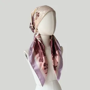 Satin butterfly floral head scarf summer sun protection wrap cap elegant women hair accessory