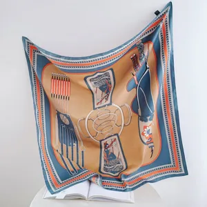 Luxurious 90cm square silk scarf with elegant equestrian print, perfect for women's fashion.