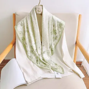 Women's Vintage Printed Satin Square Scarf Elegant Floral Silk Feeling Fashion Neckerchief Hair Band Head Wrap