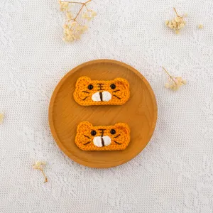 Handmade crochet tiger hair clips cute orange yarn hair accessories for daily wear sweet
