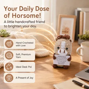 Hand Knitted Woolen Yarn Pony Doll With Positive Energy Card