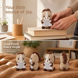 Handmade crochet positive horse doll with card cute emotional support yarn toy animal gift