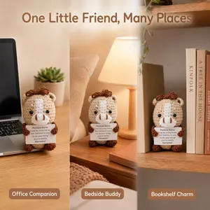 Handcrafted crochet positive horse doll with card, cute emotional support desk and shelf decor.