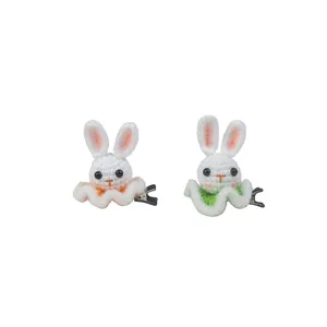 Handmade crochet cute bunny hair clips set, sweet style hair accessories for women and girls.
