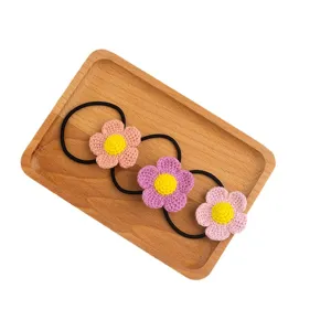 Handmade crochet flower hair ties cute floral elastic hair bands vintage hair accessories