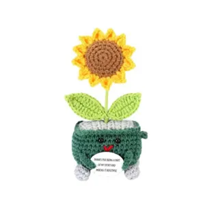 Handmade crochet sunflower potted plant cute knitted flower desktop ornament gift decor item