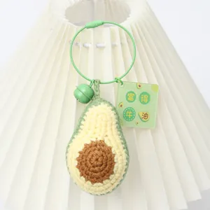 Porte-clés avocat au crochet fait main mignon pendentif en laine tricotée pour sac accessoires