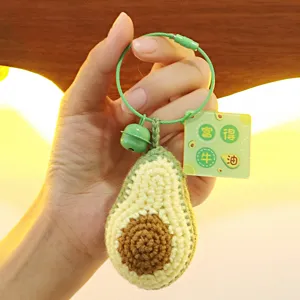 Porte-Clés Avocado Crochet Fait Main Mignon Laine Tricoté Charme de Sac Dessin Animé Anneau Clé Pour Femmes Filles Cadeau