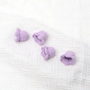 Handmade crochet lily of the valley flower heads, soft yarn knit floral detail accessories.