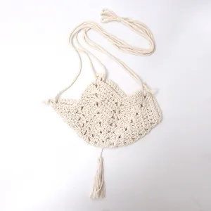 Handmade crochet plant hanger net pocket bohemian hanging basket exquisite detail.