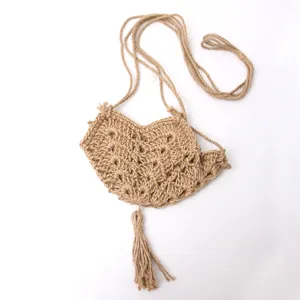 Handmade jute plant hanger crochet net pocket bohemian style hanging basket decor pot holder