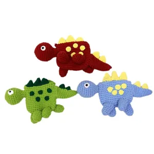 Handmade crochet dinosaur crossbody bag, cute knitted animal purse for kids and toddlers.