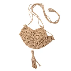 Handmade crochet jute plant hanger boho style hanging basket net holder with tassel decor