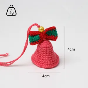 Handmade Crochet Bell Ornament Mini Knit Christmas Hanging Pendant DIY Clothing Accessory