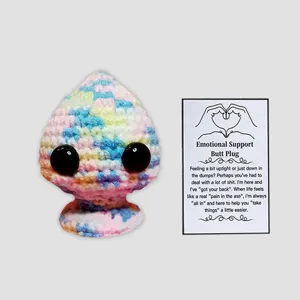Cute handmade crochet emotional support novelty plush toy with funny gag card gift for adults