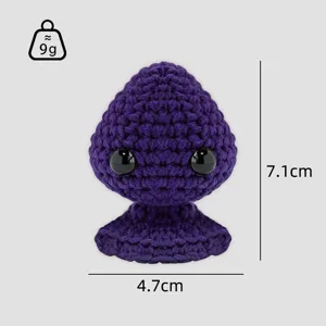 Cute purple crochet emotional support doll plush toy, compact size with detailed handmade knit.