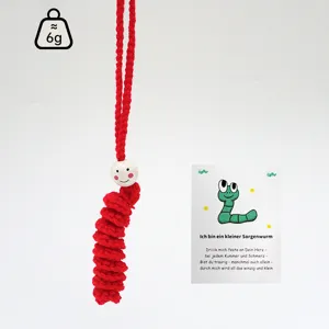 Handmade crochet worry worm pendant cute car hanging ornament desktop decoration gift 6g lightweight
