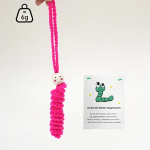 Handmade crochet worry worm keychain cute plush car and bag hanging ornament pendant.