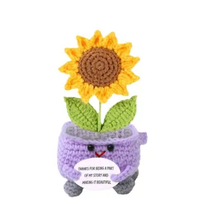 Handmade crochet sunflower potted plant cute knitted doll finished product desktop decor