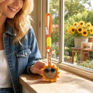 Tournesol crochet fait main lunettes de soleil porte-clés mignon pendentif en laine sac