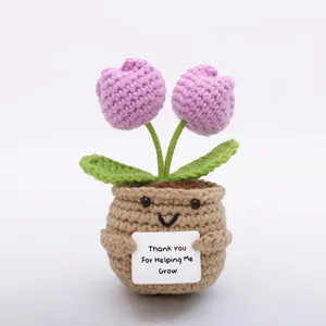 Handmade crochet potted plant cute flower toy desk decor knit ornament lovely gift