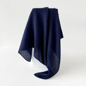 Solid color pleated scarf elegant women square shawl sun protection headscarf fashion wrap