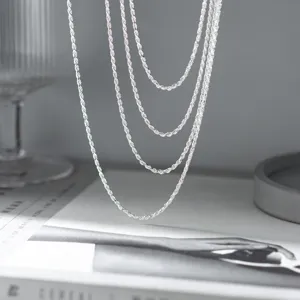 Detailed close-up shot of S925 silver rope chains, showing exquisite metallic luster.