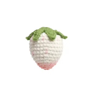 Handmade crochet strawberry keychain cute knitted bag charm adorable fruit key pendant