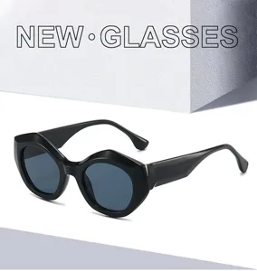 Modische schwarze dicke geometrische Sonnenbrille für Damen und Herren, cooler Streetwear.