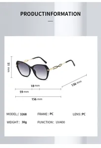 Detailansicht der großen Sonnenbrille mit Farbverlauf, Hohlmetallbügeln und UV400-Schutz.