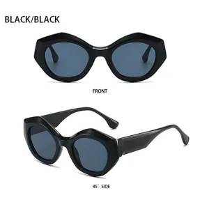 Schwarze Polygon Sonnenbrille für Damen und Herren, Mode Hip Hop geometrische Brille.