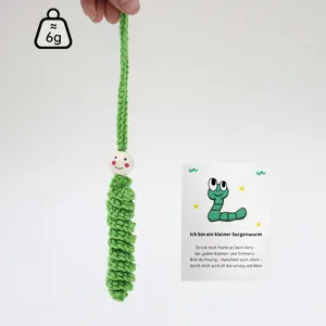 Handmade Crochet Caterpillar Hanging Ornament Cute Wool Yarn Animal Pendant Car Interior Office Desktop Decoration Gift