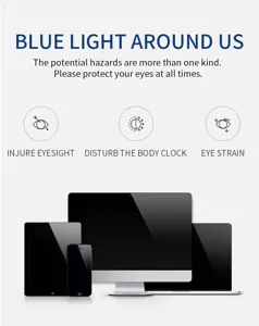 Antiblauglas Detail-Infografik zur Veranschaulichung von Bildschirmrisiken und Augenbelastung.