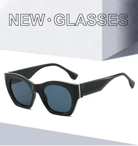 Modische schwarze Sonnenbrille im Retro Cat-Eye-Stil dicker Rahmen UV-Schutz Damen Brille 2026