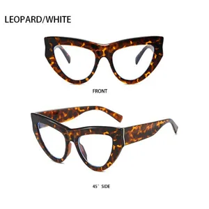 Modische Sonnenbrille mit Leopardenmuster, Cat-Eye-Design, trendige übergroße Damenbrille