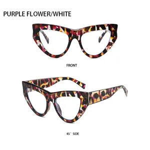 Modische Katzenaugen Sonnenbrille in Lila und Weiss mit auffallendem Muster fur Damen Stil
