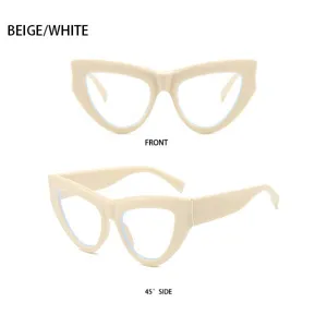 Beige weiße Katzenauge Brillenrahmen Damen Mode Trend Retro optische Brille Detail